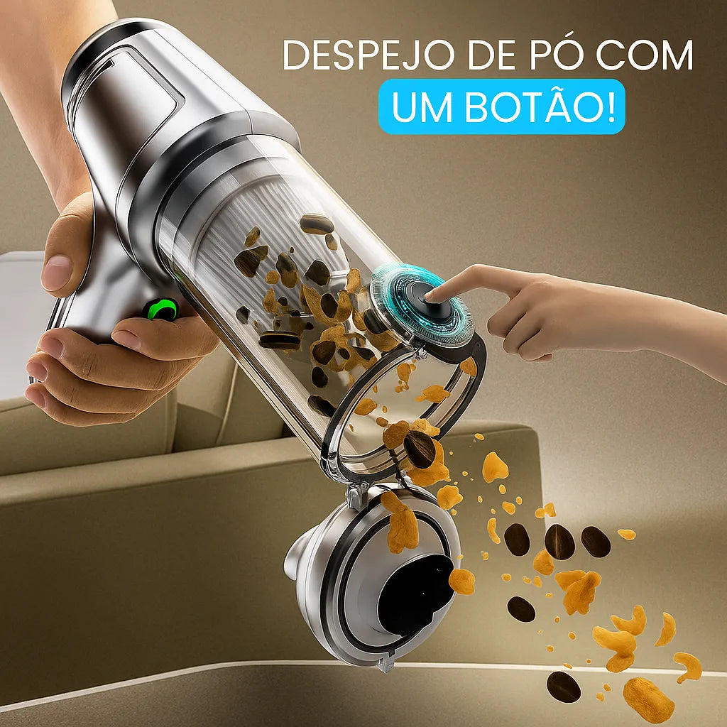 imagem mostra o quão fácil é para tirar a poeira que o aspirador de po para carro sugou 