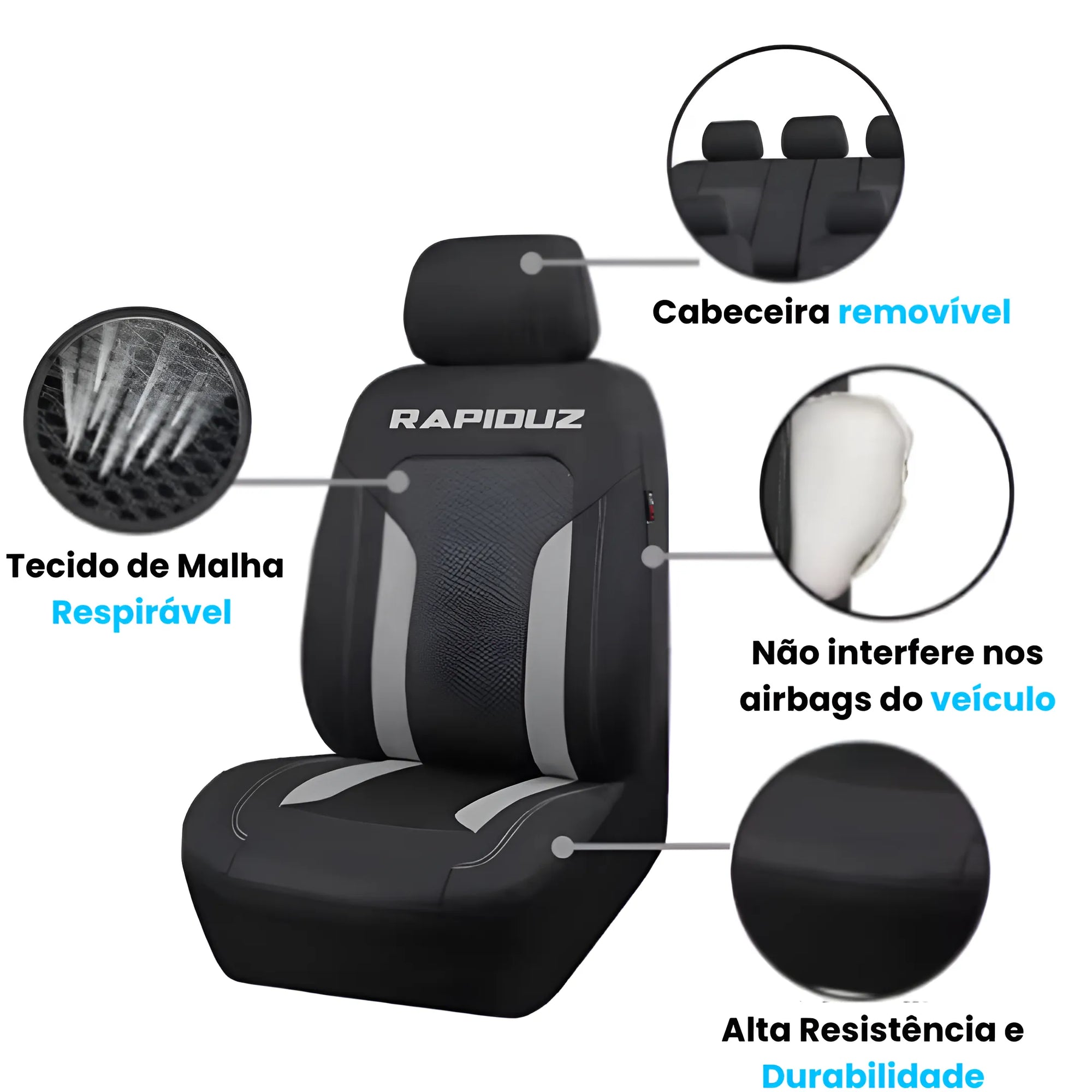 Capa para banco de carro feita com material resistente, impermeável e confortável