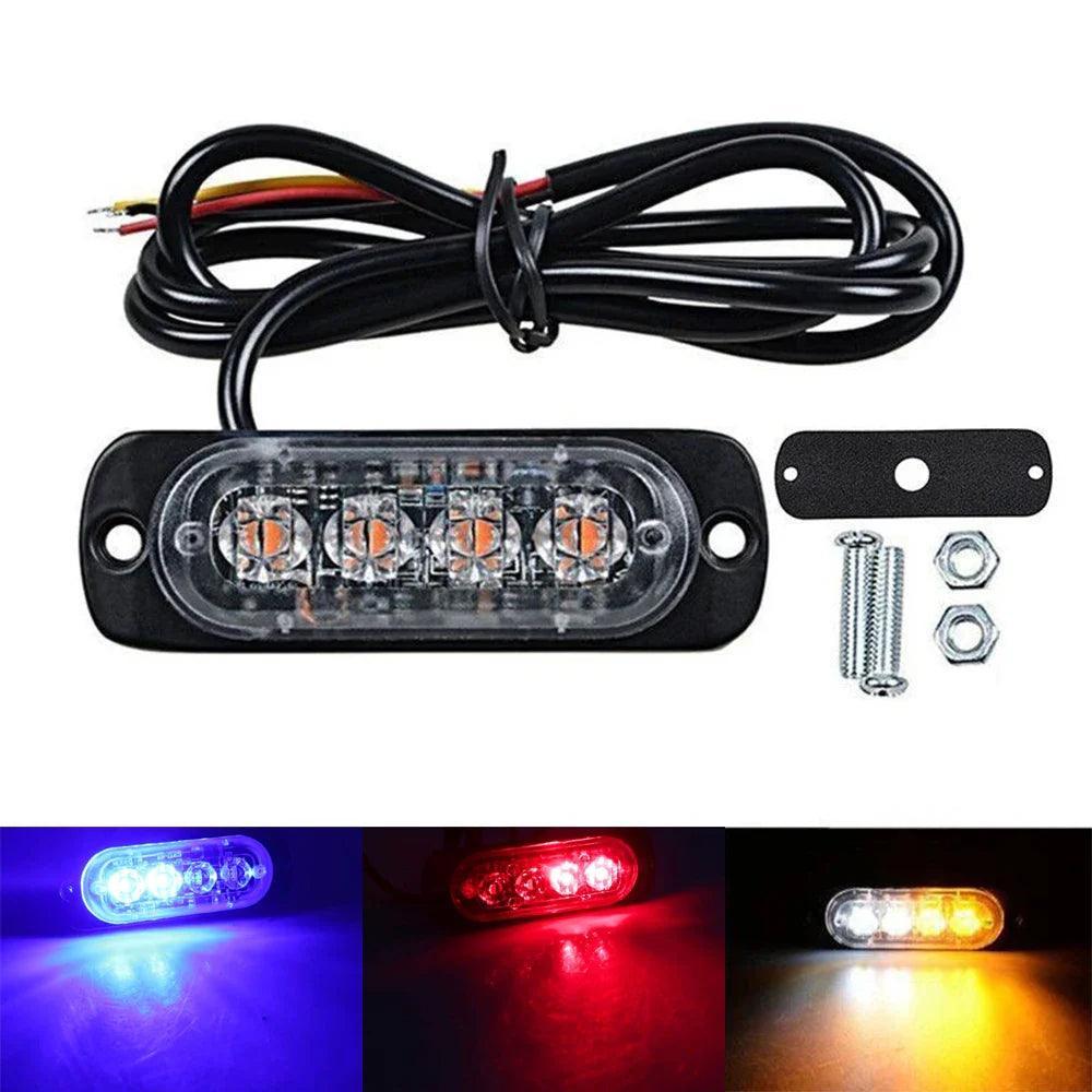 Farol de LED para carro com luz azul, vermelha e amarela + kit de instalação.