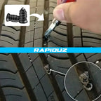 Kit reparo de pneu sendo usado na prática, conserto rápido e fácil em pneus furados 