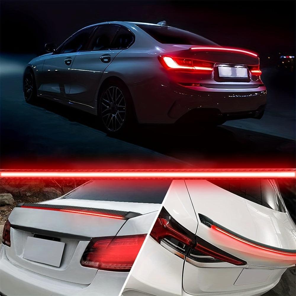 Fibra de carbono com LED no aerofólio do carro, iluminação visível 24h