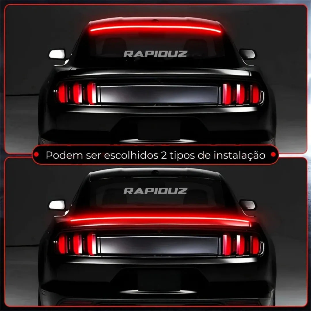Fita LED para aerofólio com 2 opções de instalação no carro.