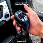 Imagem mostra empunhadura ergonômica da marcha com LED para carro
