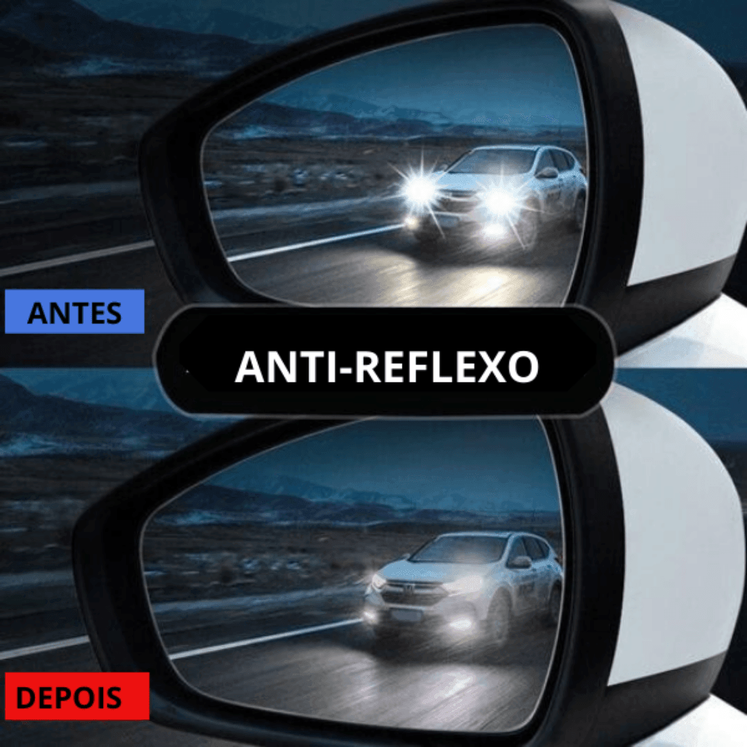 Retrovisor com película anti-água e anti-reflexo, visão clara na chuva e sem brilho