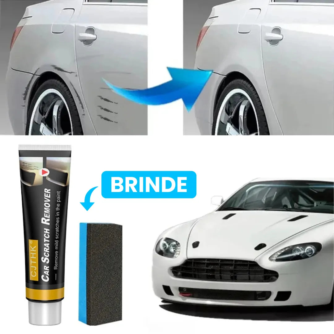 Resultado real do removedor de riscos no carro, imagem mostra antes e depois