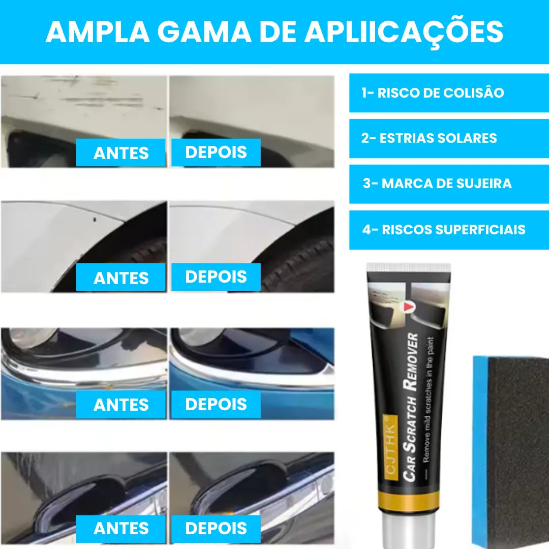 Imagem mostra efeito do removedor de arranhões no carro antes e depois  em vários carros