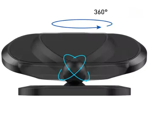 Suporte de celular magnético com rotação 360°, oferece ajuste completo e flexível.