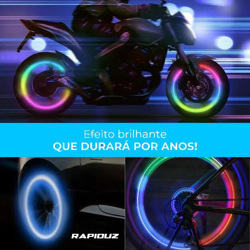 Luz de LED para pneu de moto e carro, fácil instalação e visual moderno para rodas