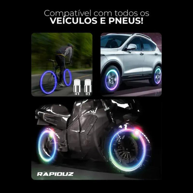 Luz de LED para pneu de carro, moto e biciclete e compatível com todos os pneus