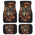 tapete automotivo com estampa de lobo realista, kit com 4 peças antiderrapantes