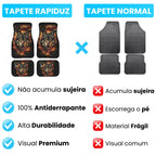 imagem mostra tapete para carro da marca rapiduz sendo comparado com um tapete automotivo normal