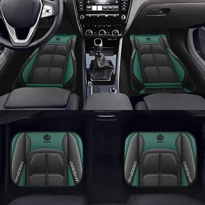 Tapetes de carro aplicados na parte dianteira e traseira do carro, kit completo com 4 peças na cor verde