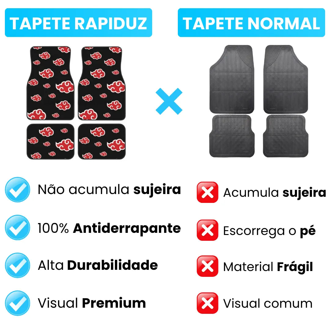 tapete de carro da rapiduz sendo comparado com tapete para carro normal