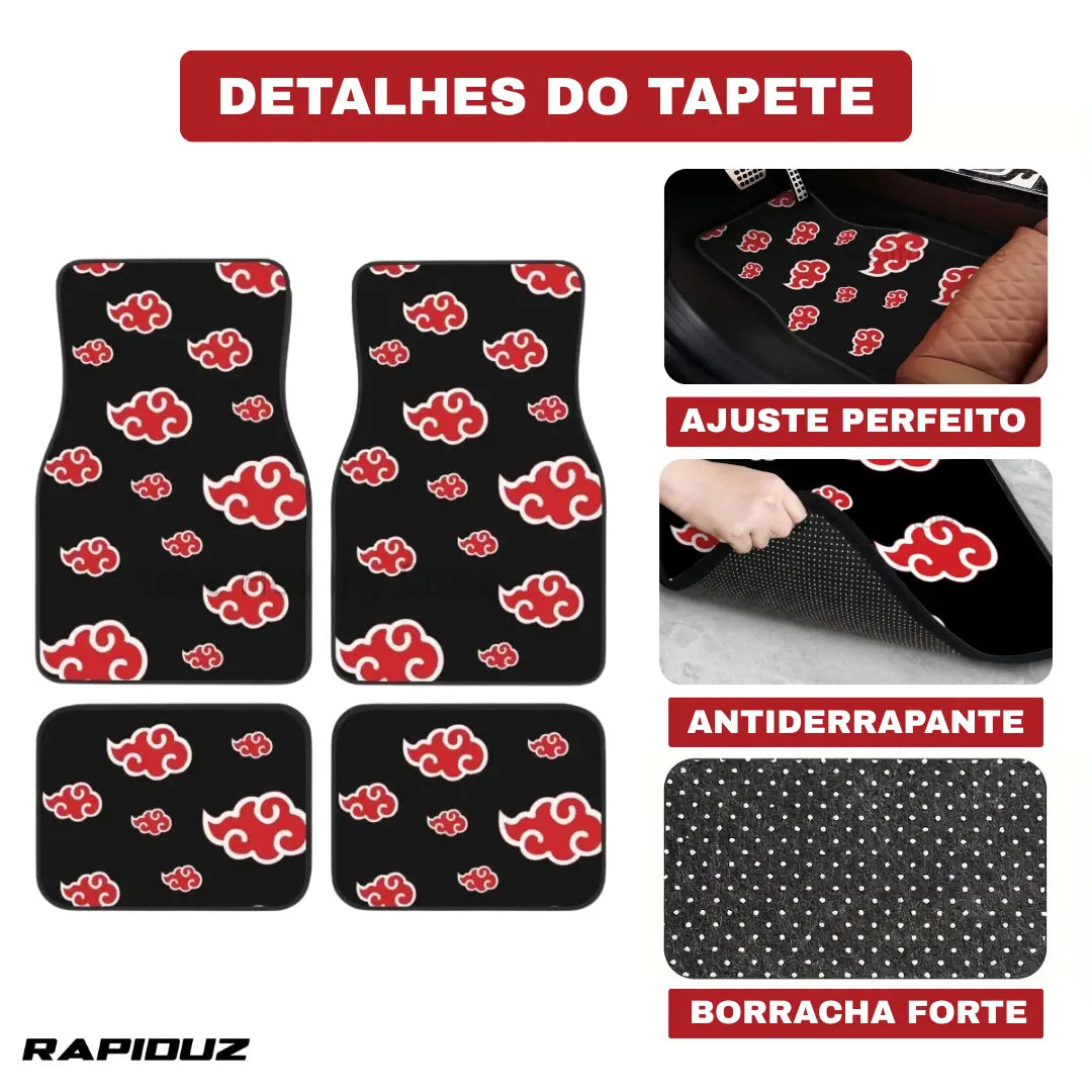 Tapete automotivo do anime naruto com ajuste universal, base antiderrapante e borracha forte e resistente