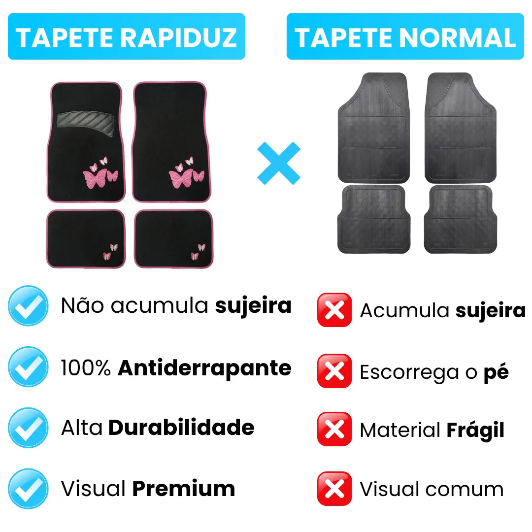 comparação do tapete automotivo feminino com o tapete automotivo normal