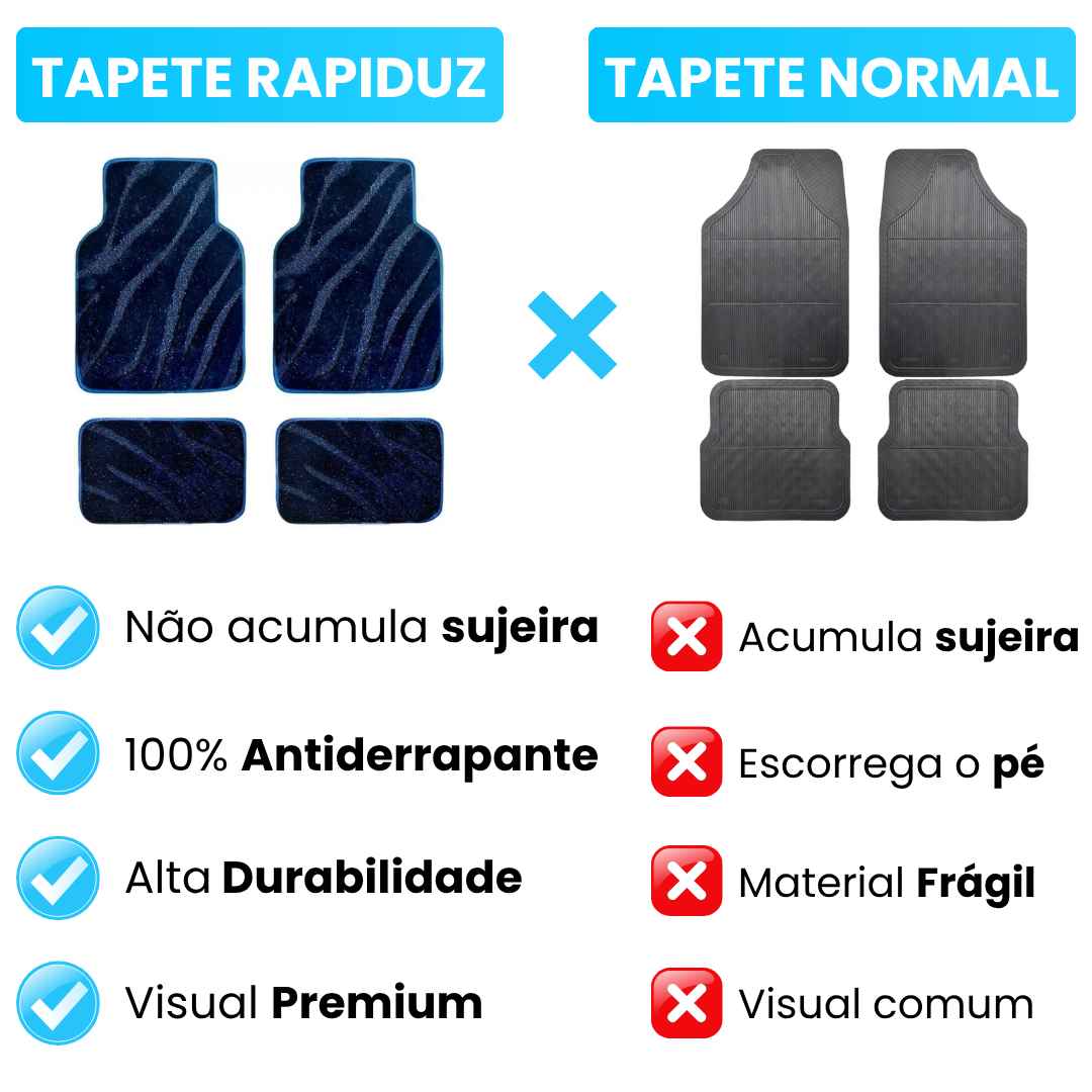comparação do tapete para carro da loja rapiduz com o tapete de carro normal