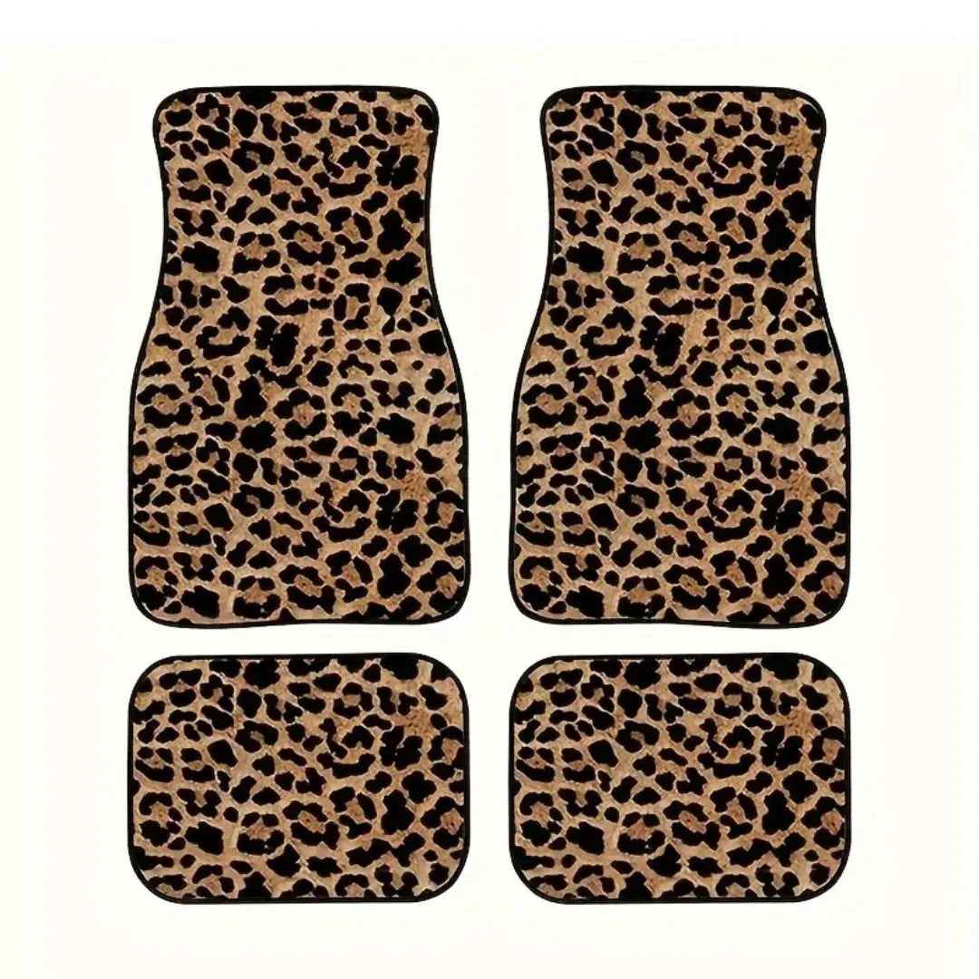 tapete automotivo com estampa de leopardo jogo com 4 peças para interior de carro