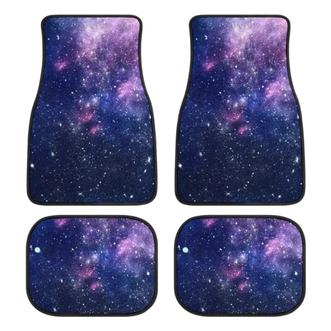 Conjunto com 4 tapetes automotivos com estampa de galáxia para deixar o carro estiloso
