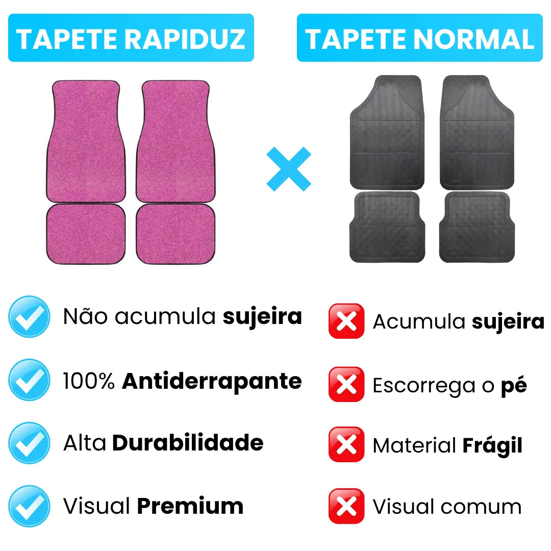 comparação do tapete automotivo da rapiduz com o tapete automotivo normal