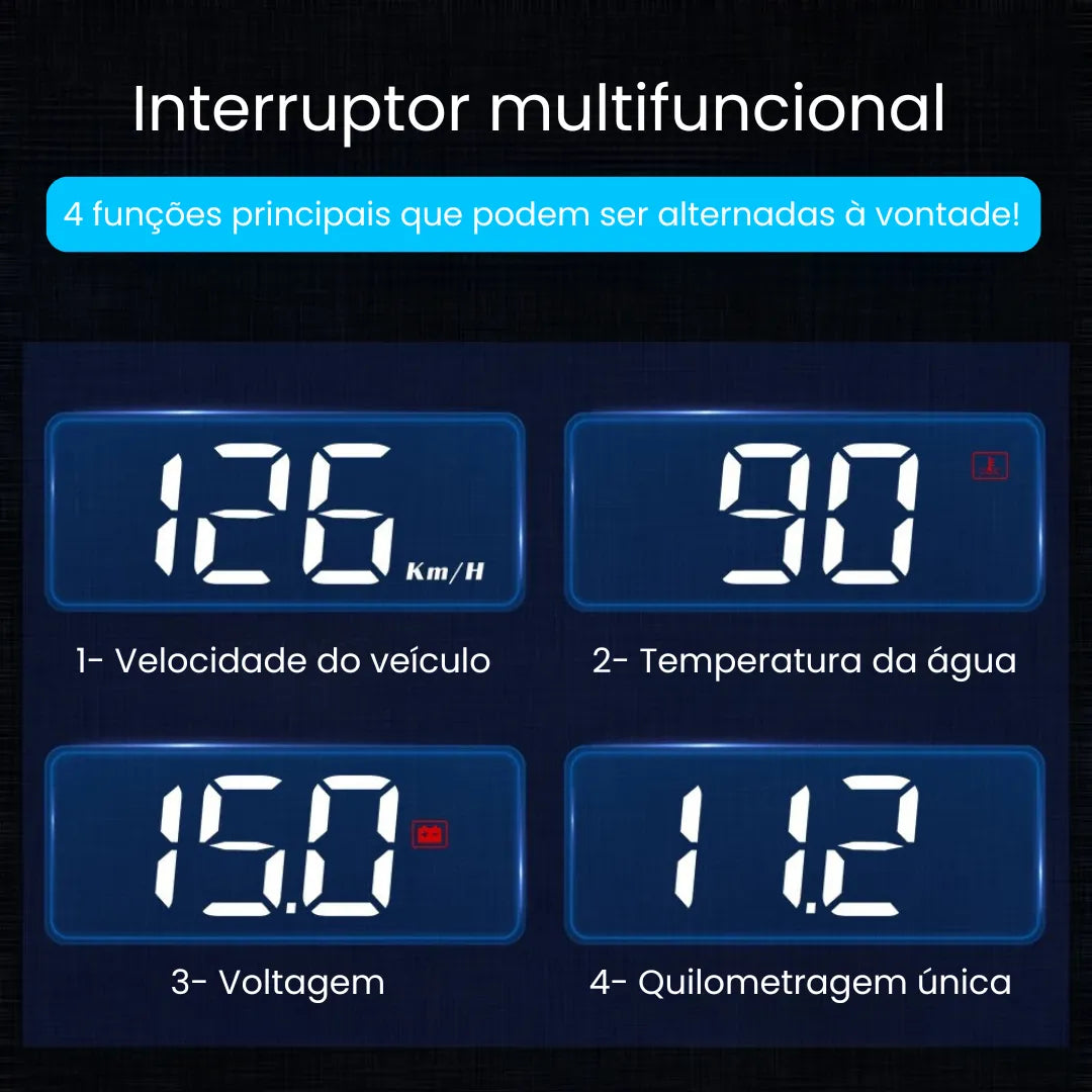 Velocimetro Digital Para Carro que possui 4 modos para você escolher