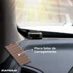 Alarme automotivo com brilho forte e recarga por placa solar integrada no dispositivo