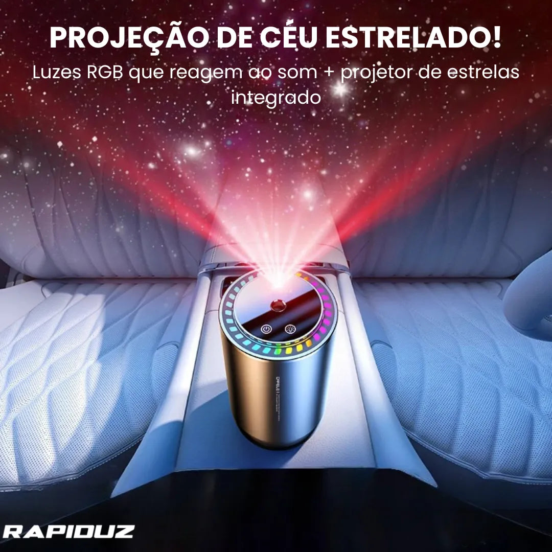 aromatizador para carro que possue luz de led para iluminar o interior do carro 