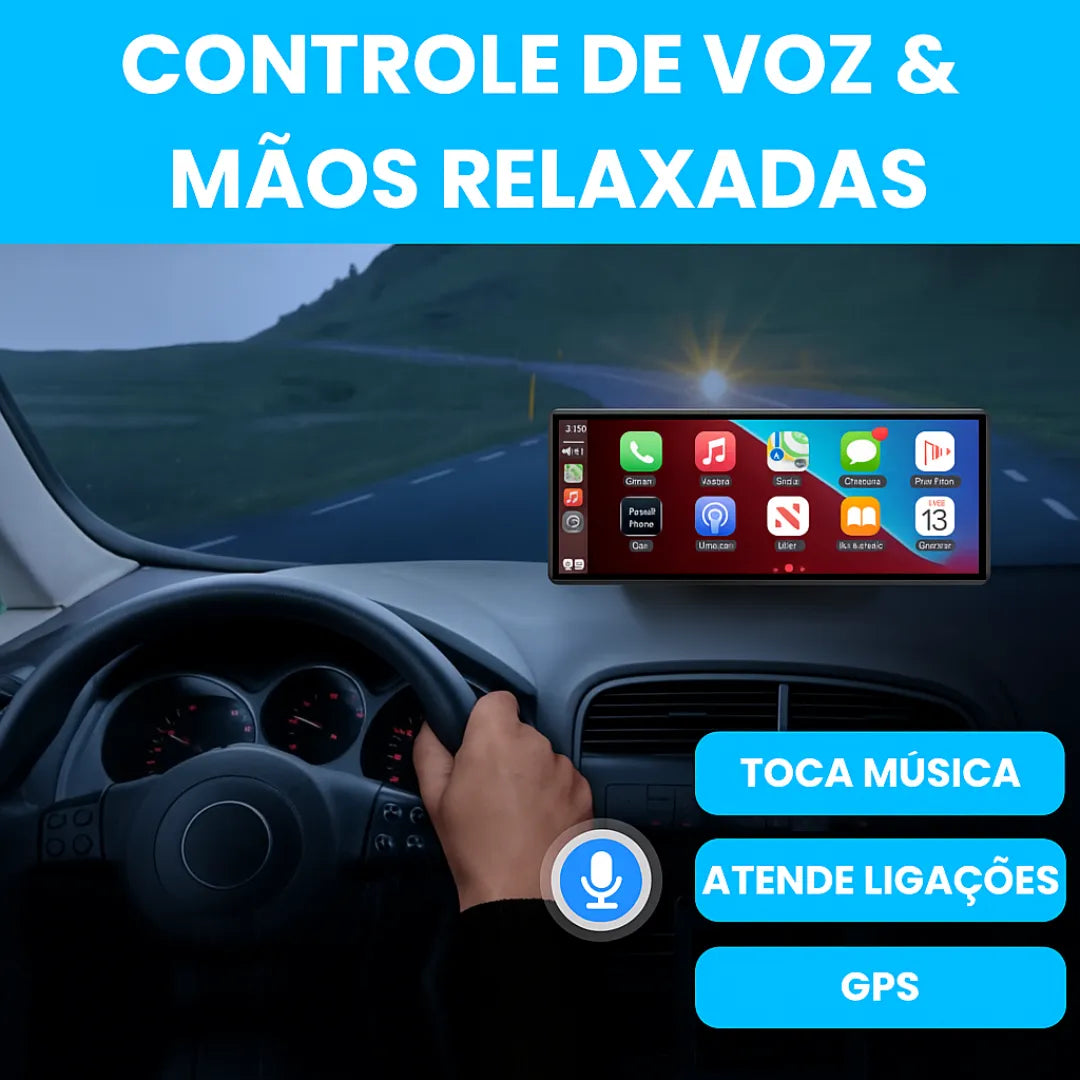 Central multimídia com câmera de ré e funções de som, GPS e atendimento a ligações