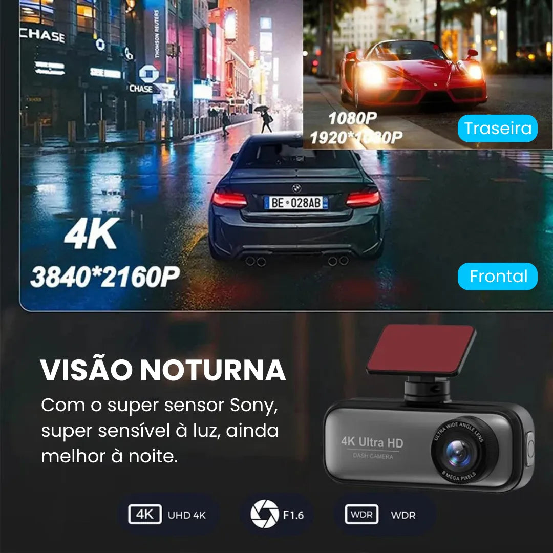 camera para carro com visão noturna e qualidade de 4k