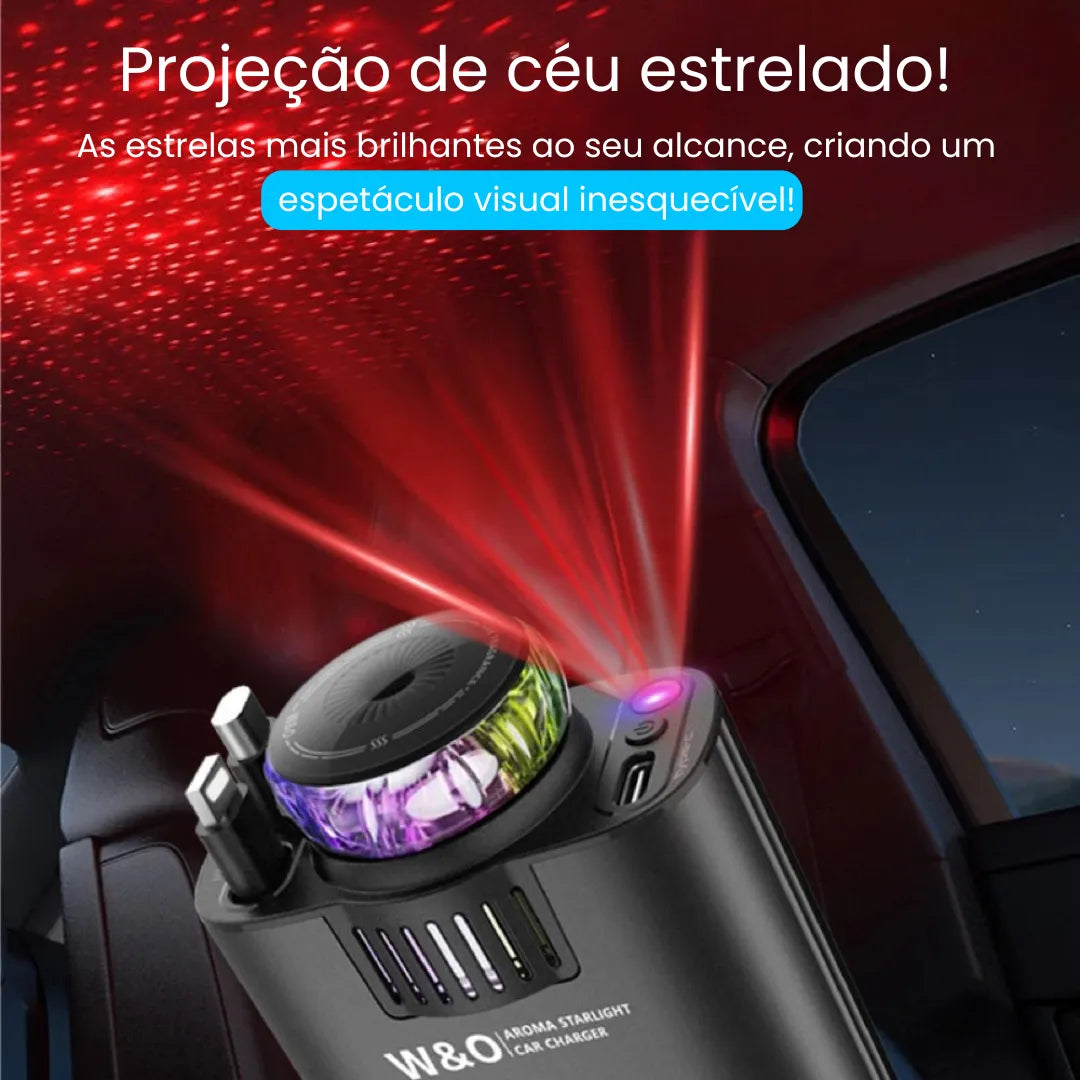 carregador veicular que possui led para iluminar o carro 