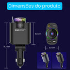 imagem mostra o tamanho do carregador veicular 