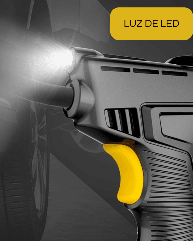 Mini compressor portátil para carro com luz LED acesa para iluminação em ambientes escuros