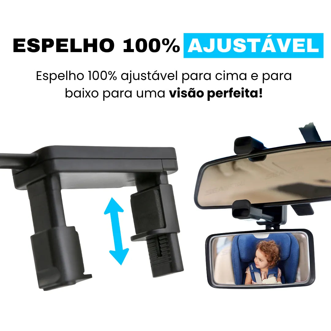 imagem mostra que o espelho carro bebe é 100% ajustável