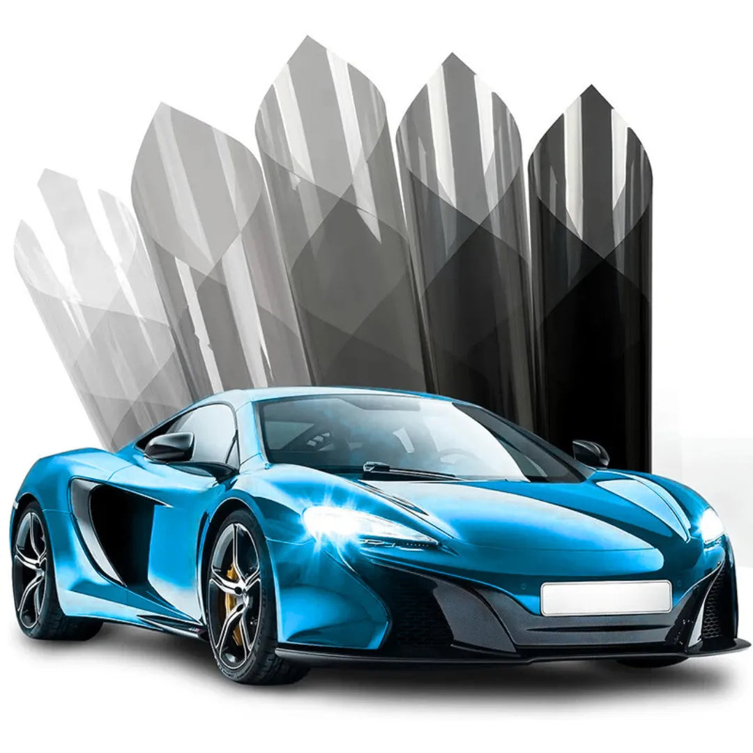 imagem mostra várias opções de insulfilm veicular para colocar no virdro do carro