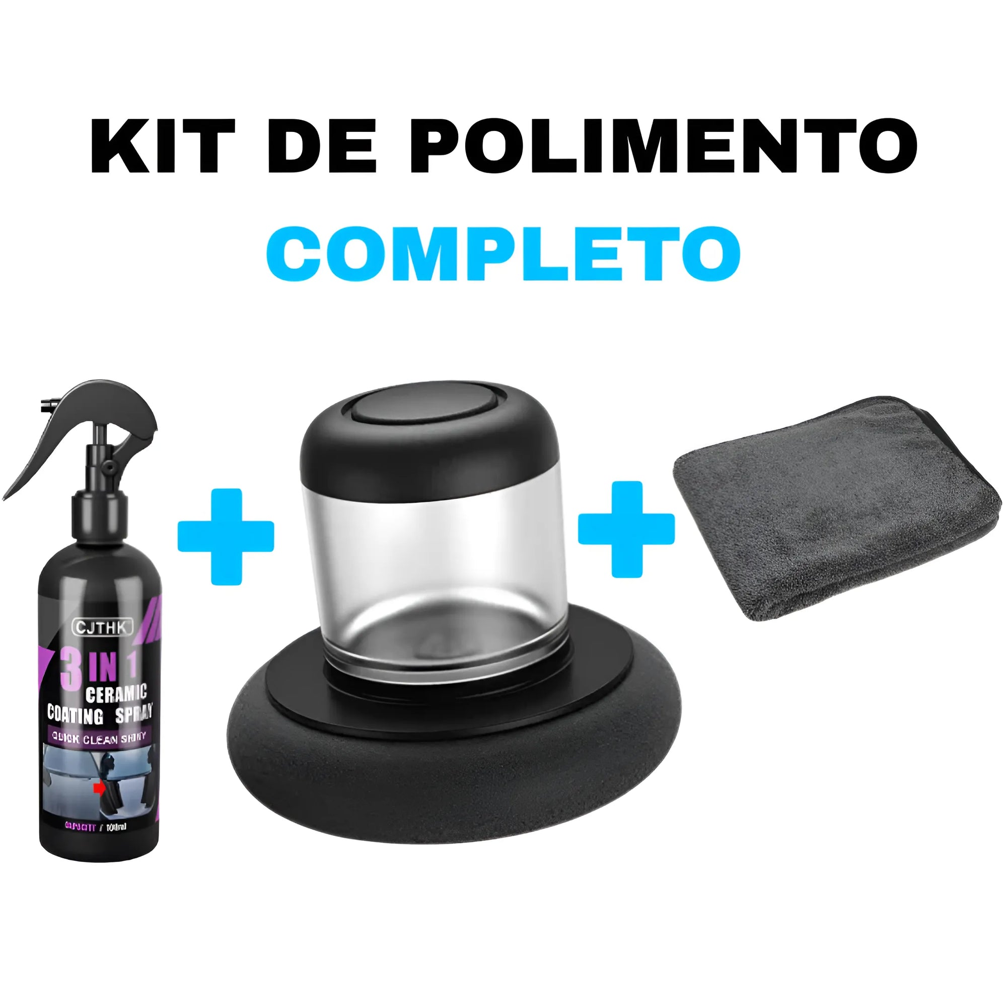 Kit completo: máquina de polimento, cera de carro e pano de microfibra