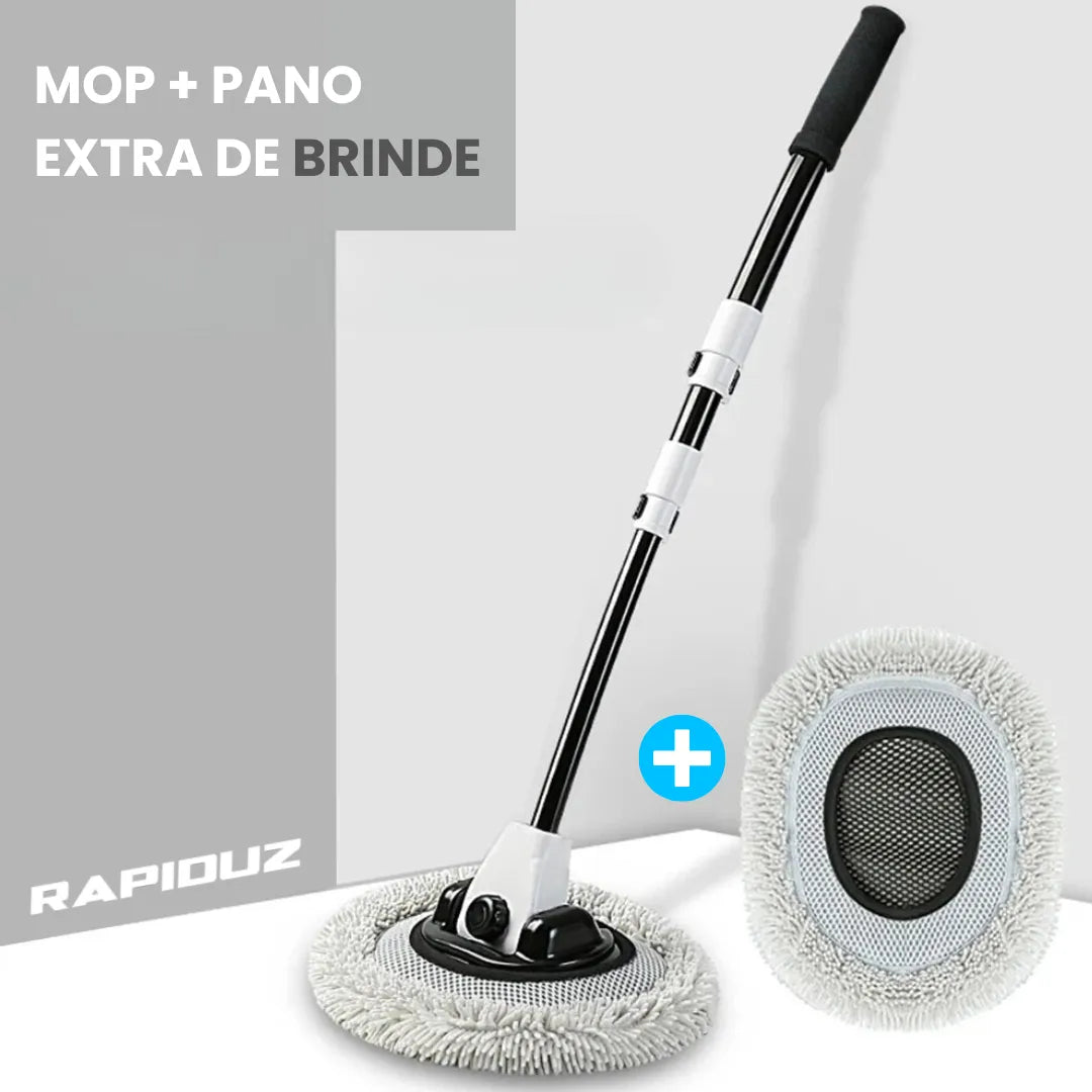 Mop para limpeza de carro com cabo, ideal para lavar carro por completo com praticidade.