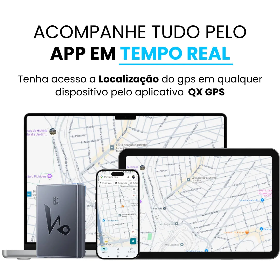 rastreador veicular que pode ser localizado pelo celular através do aplicativo QXGPS