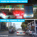 comparação da câmera do retrovisor gravando de dia e de noite, ambos com alta definição
