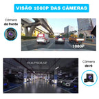 imagem mostra a visão das 2 cameras do retrovisor com camera de ré