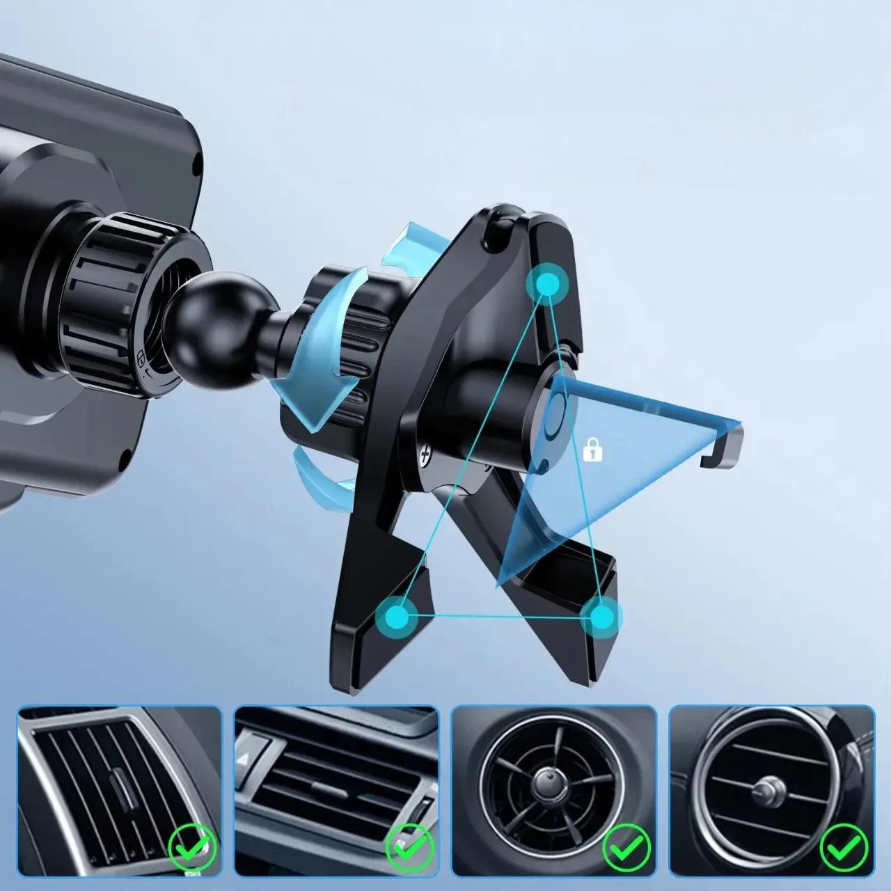 Suporte de celular para carro com fixação em ventilação, compatível com todos os modelos