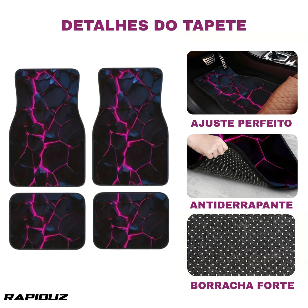 Tapete automotivo com estampa de rochas, ajuste universal, borracha forte e antiderrapante