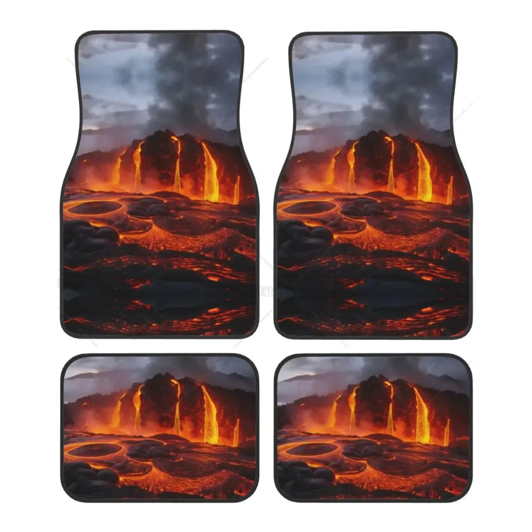 Tapete automotivo com estampa de vulcão, kit com 4 peças resistentes e antiderrapantes