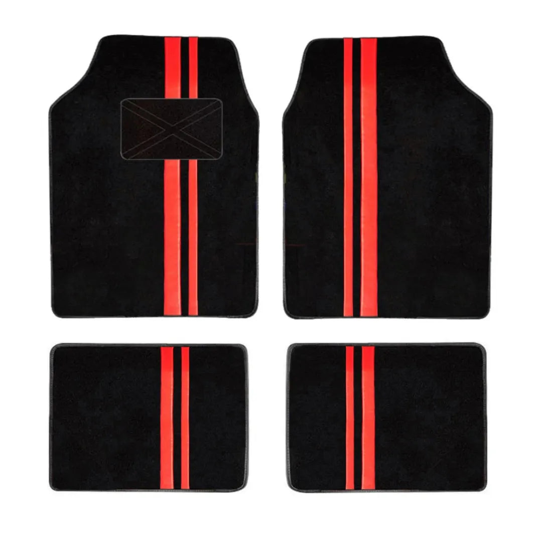 Tapete vermelho de carro com estilo esportivo, ajuste universal e base antiderrapante firme