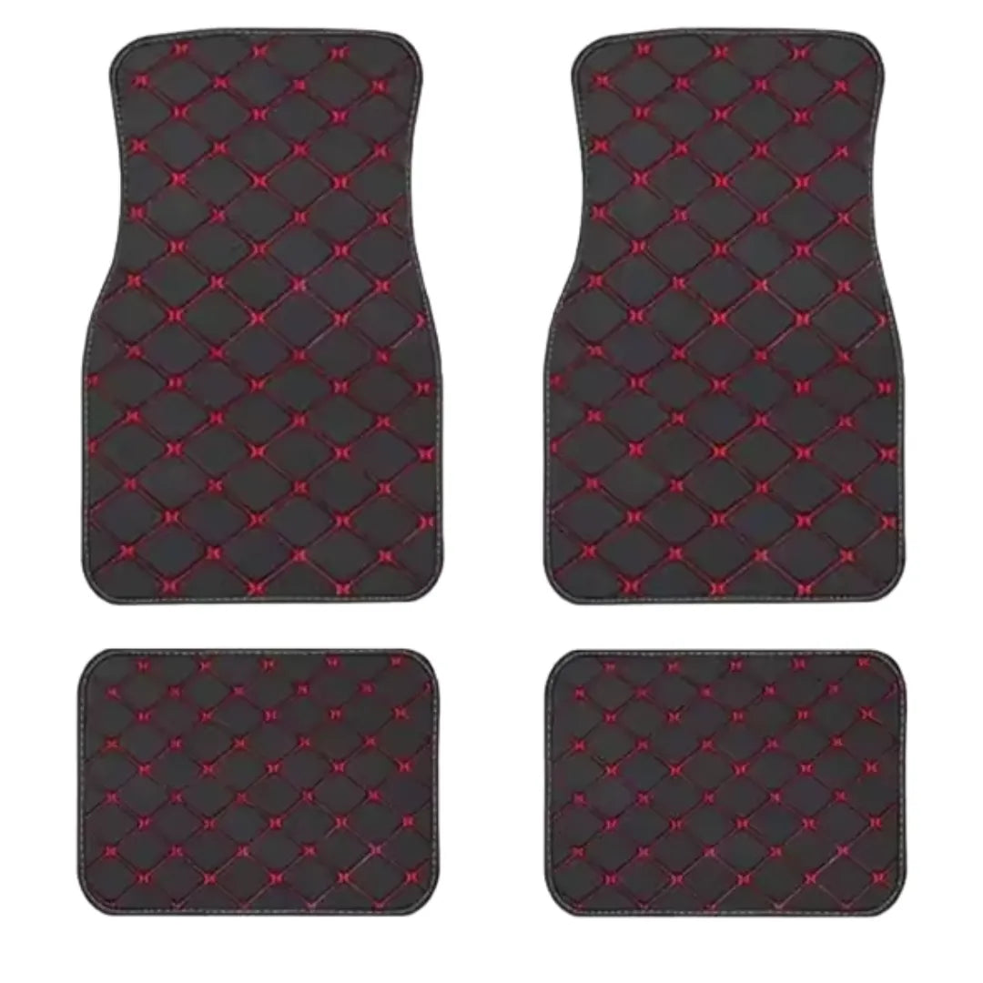 4 tapetes vermelho universais com material durável e design antiderrapante para carro